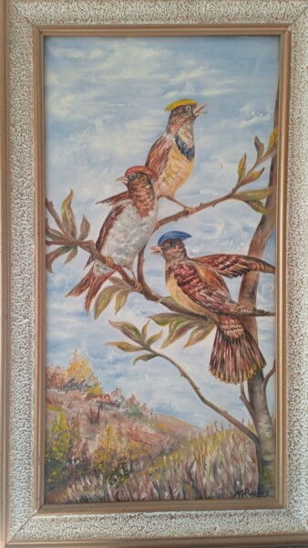 Malerei mit dem Titel "Los pájaros" von Roser Solà, Original-Kunstwerk, Öl