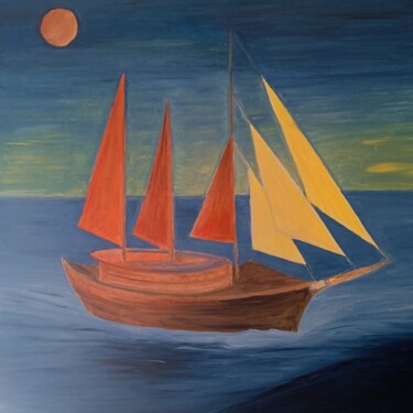 Pintura titulada "El velero" por Roser Solà, Obra de arte original, Oleo