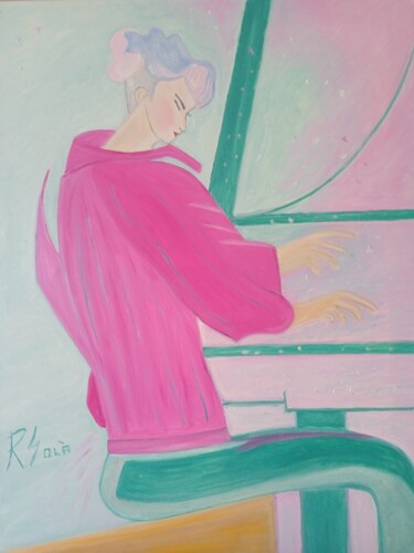 Schilderij getiteld "La pianista" door Roser Solà, Origineel Kunstwerk, Olie