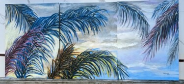 Painting titled "triptic palm" by Roser Caritx Vilaseca, Original Artwork, Acrylic