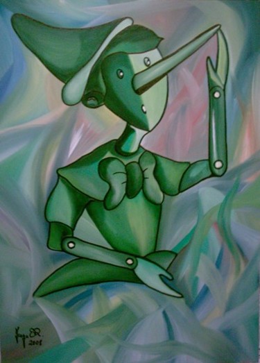 Pittura intitolato "Pinocchio nel mondo…" da Rosesart, Opera d'arte originale, Acrilico
