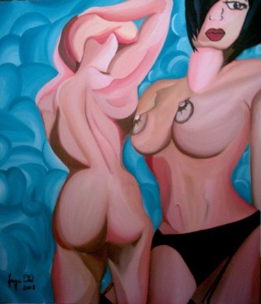 Pittura intitolato "Le due amanti" da Rosesart, Opera d'arte originale, Acrilico