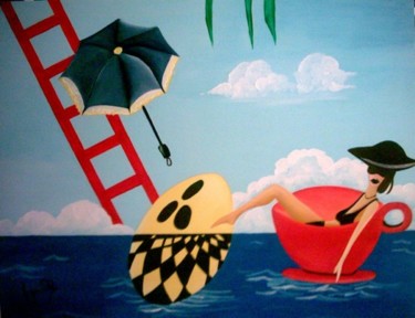 Pittura intitolato "L'ombrellone" da Rosesart, Opera d'arte originale, Acrilico