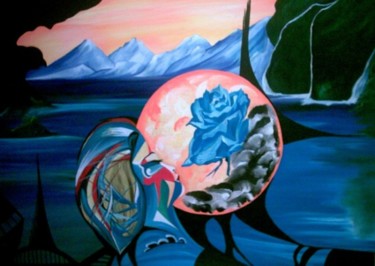 Pittura intitolato "La città oscura" da Rosesart, Opera d'arte originale, Acrilico