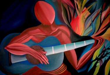 Pittura intitolato "Chitarrista" da Rosesart, Opera d'arte originale, Acrilico