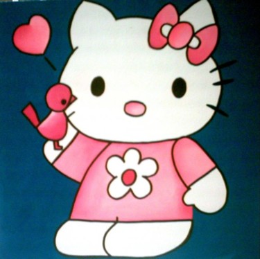 Pittura intitolato "HELLO KITTY" da Rosesart, Opera d'arte originale, Acrilico