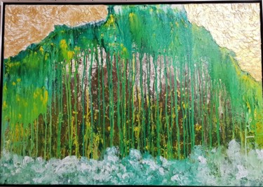 Painting titled "Grotte / Acrylique…" by Majo, Original Artwork, Acrylic Mounted on Aluminium