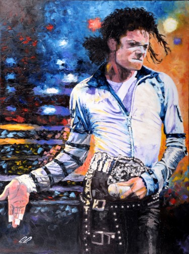 Peinture intitulée "Michael Jackson" par Roseval, Œuvre d'art originale, Huile
