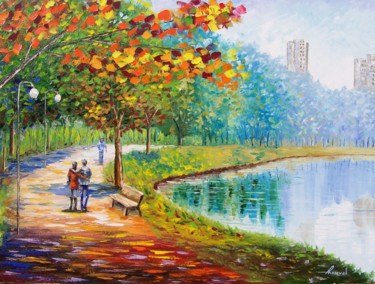 Painting titled "Parque.jpg" by Roseval, Original Artwork, Oil