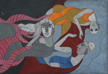 Painting titled "Gond Painting  3" by Roshni Shyam, Original Artwork, Acrylic