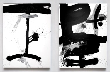 Malerei mit dem Titel "Duo black 2x" von Rosi Roys, Original-Kunstwerk, Acryl