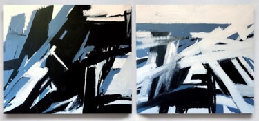 Pintura intitulada "Duo black and blue" por Rosi Roys, Obras de arte originais, Acrílico