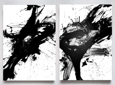 Peinture intitulée "Black 125 duo" par Rosi Roys, Œuvre d'art originale, Acrylique