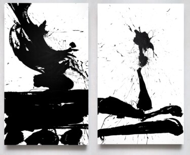 Peinture intitulée "Black 126 duo" par Rosi Roys, Œuvre d'art originale, Acrylique
