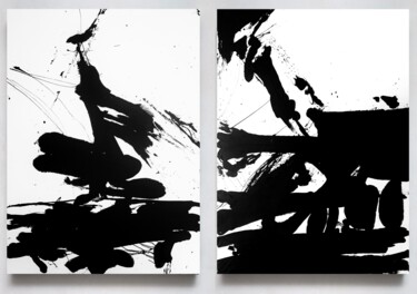 Peinture intitulée "Black 127 duo" par Rosi Roys, Œuvre d'art originale, Acrylique