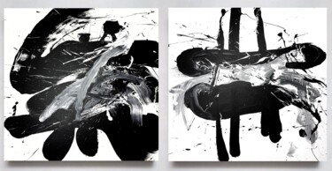Peinture intitulée "Black 129 duo" par Rosi Roys, Œuvre d'art originale, Acrylique