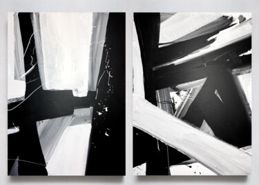 Peinture intitulée "Black 135 duo" par Rosi Roys, Œuvre d'art originale, Acrylique