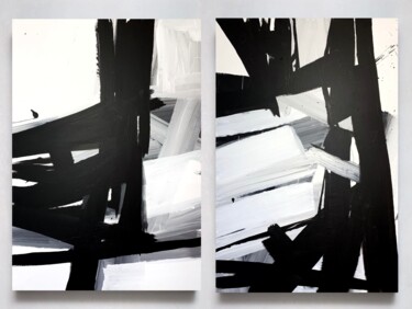 Peinture intitulée "Black 136 duo" par Rosi Roys, Œuvre d'art originale, Acrylique
