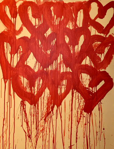 Painting titled "Red heart 3" by Rosi Roys, Original Artwork, Acrylic