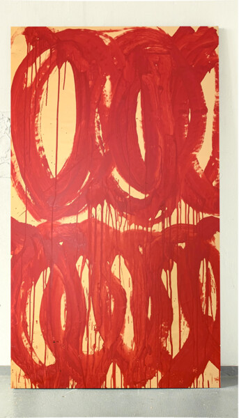Malerei mit dem Titel "Red lines 6" von Rosi Roys, Original-Kunstwerk, Acryl