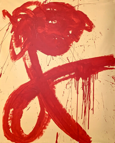 Pintura titulada "Red lines 9" por Rosi Roys, Obra de arte original, Acrílico