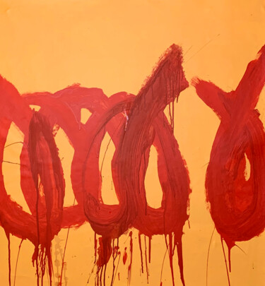 Schilderij getiteld "Red lines 16" door Rosi Roys, Origineel Kunstwerk, Acryl