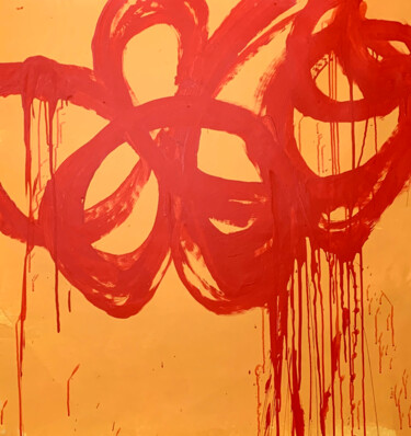 Malarstwo zatytułowany „Red lines 18” autorstwa Rosi Roys, Oryginalna praca, Akryl