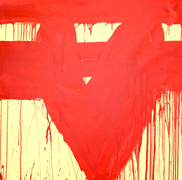 Peinture intitulée "Simple red 3" par Rosi Roys, Œuvre d'art originale, Acrylique