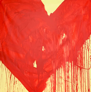 Peinture intitulée "Simple red 4" par Rosi Roys, Œuvre d'art originale, Acrylique