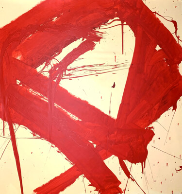 Peinture intitulée "Simple red 7" par Rosi Roys, Œuvre d'art originale, Acrylique