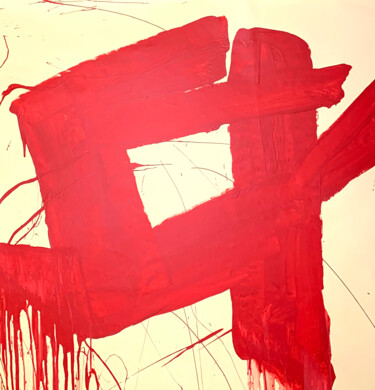 Malerei mit dem Titel "Simple red 8" von Rosi Roys, Original-Kunstwerk, Acryl