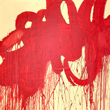 Peinture intitulée "Simple red 9" par Rosi Roys, Œuvre d'art originale, Acrylique