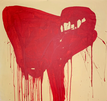 Malerei mit dem Titel "Simple red 12" von Rosi Roys, Original-Kunstwerk, Acryl