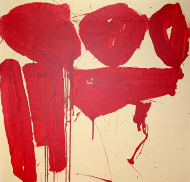 Peinture intitulée "Simple red 16" par Rosi Roys, Œuvre d'art originale, Acrylique