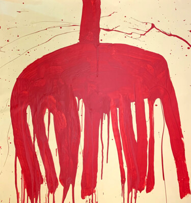 Malerei mit dem Titel "Simple red 20" von Rosi Roys, Original-Kunstwerk, Acryl