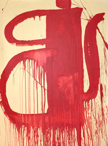 Malerei mit dem Titel "Simple red 21" von Rosi Roys, Original-Kunstwerk, Acryl