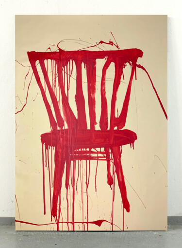Painting titled "Red chair 1" by Rosi Roys, Original Artwork, Acrylic