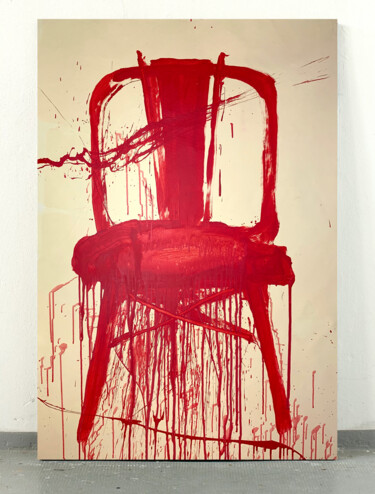 Painting titled "Red chair 2" by Rosi Roys, Original Artwork, Acrylic