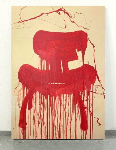 Malerei mit dem Titel "Red chair 3" von Rosi Roys, Original-Kunstwerk, Acryl