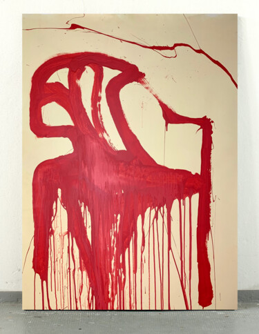 Картина под названием "Red chair 4" - Rosi Roys, Подлинное произведение искусства, Акрил