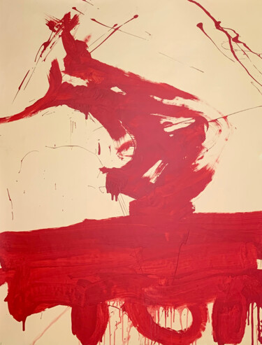 Картина под названием "Red hieroglyph 2" - Rosi Roys, Подлинное произведение искусства, Акрил