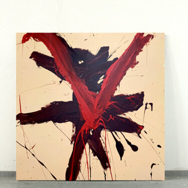 Peinture intitulée "Red expression 1" par Rosi Roys, Œuvre d'art originale, Acrylique