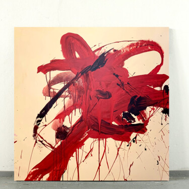 Картина под названием "Red expression 3" - Rosi Roys, Подлинное произведение искусства, Акрил