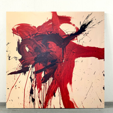 Картина под названием "Red expression 4" - Rosi Roys, Подлинное произведение искусства, Акрил