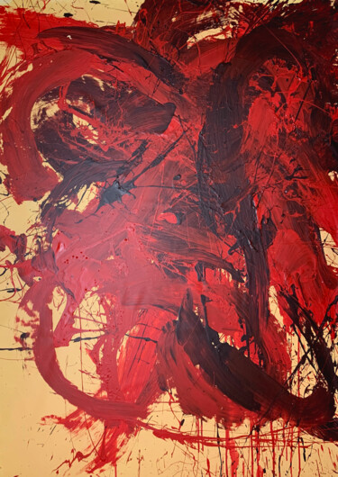 Картина под названием "Red express 1" - Rosi Roys, Подлинное произведение искусства, Акрил