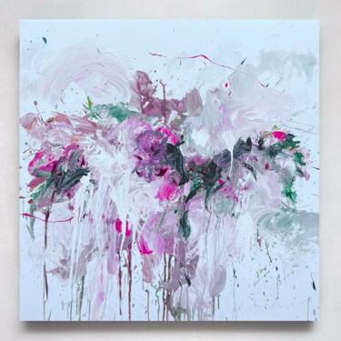 Peinture intitulée "L Pink flower 1" par Rosi Roys, Œuvre d'art originale, Acrylique