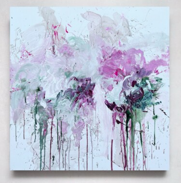Malerei mit dem Titel "Pink flower 2" von Rosi Roys, Original-Kunstwerk, Acryl
