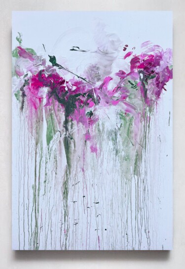 Painting titled "Pink flower 4" by Rosi Roys, Original Artwork, Acrylic