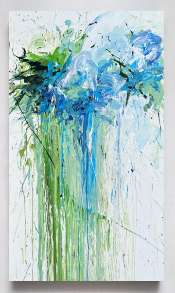 Peinture intitulée "Blue flower" par Rosi Roys, Œuvre d'art originale, Acrylique