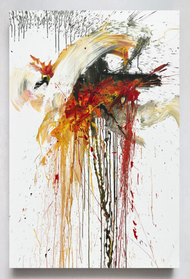 Peinture intitulée "Orange flower" par Rosi Roys, Œuvre d'art originale, Acrylique